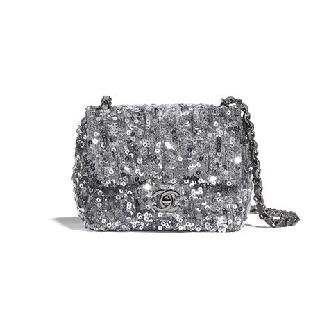 Small flap bag, Sequins & silver